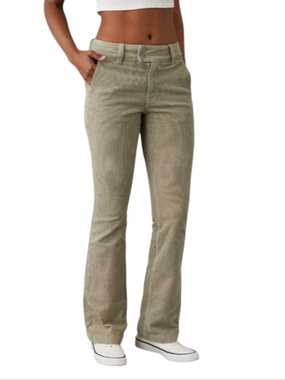 NWOT American Eagle High-Rise Kick Boot Olive Green Corduroy Pants
